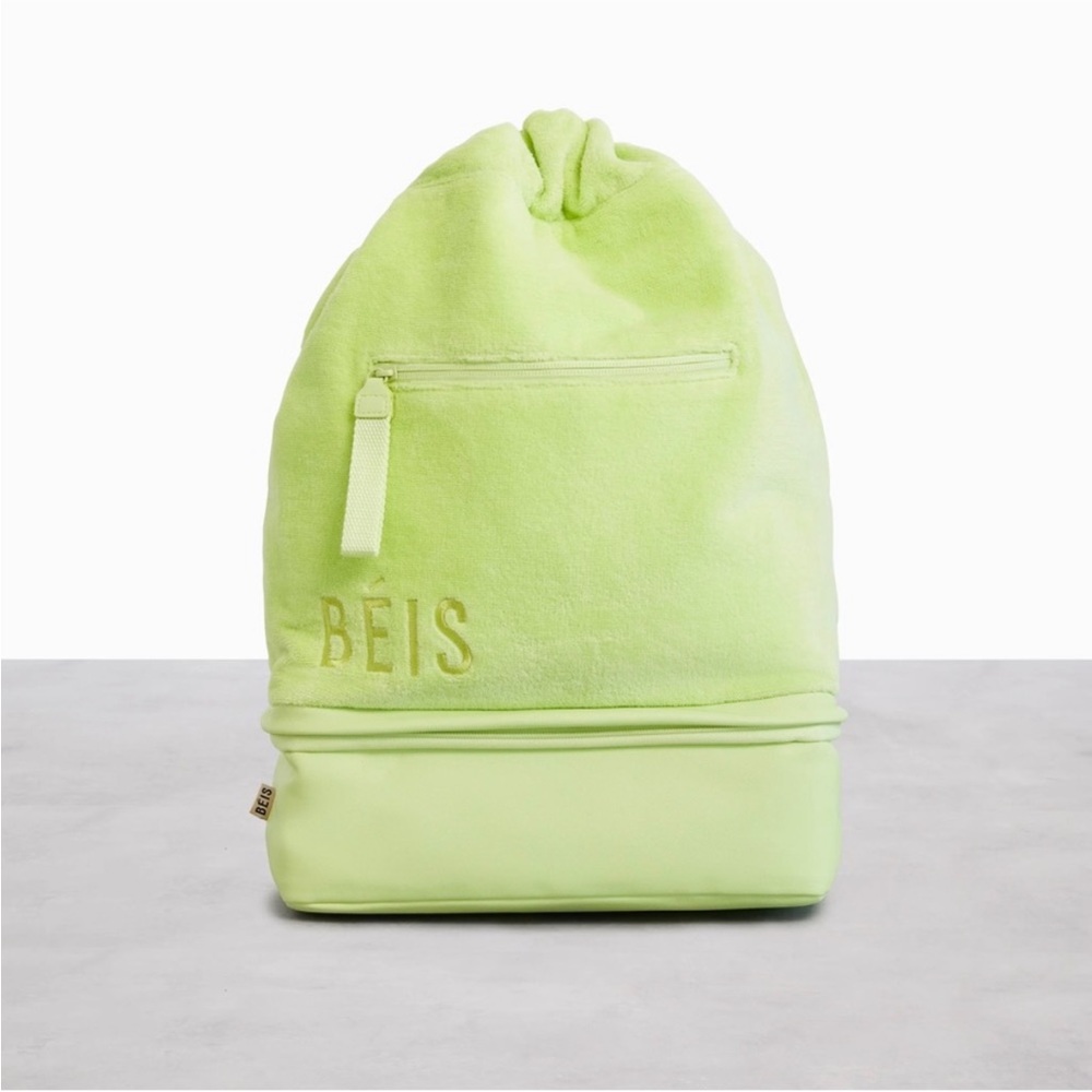 BEIS Terry Backpack Cooler in Citron Neon Green